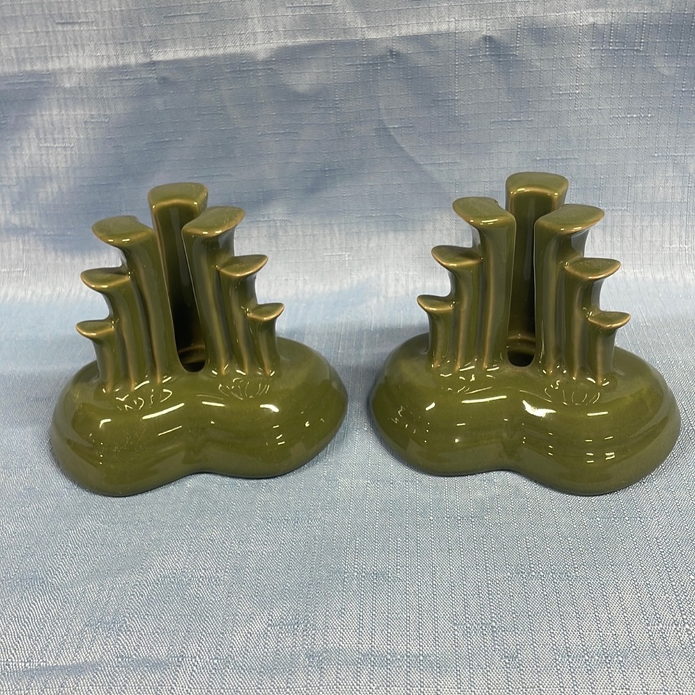 Fiesta Tripod Pyramid CANDLE HOLDERS sage numbered